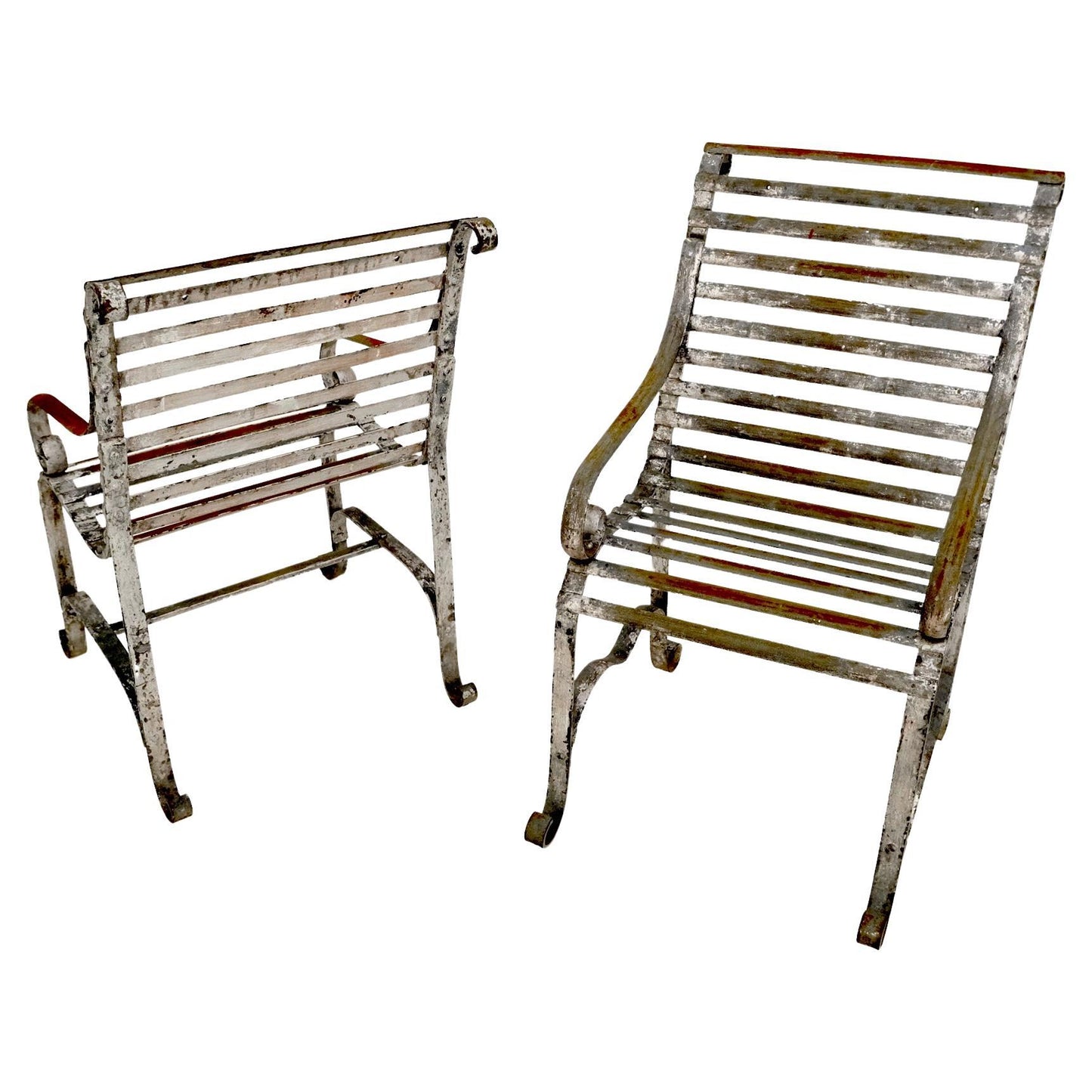EstablishedLines Heavy Antique Wrought Iron Outdoor Chairs His & Hers