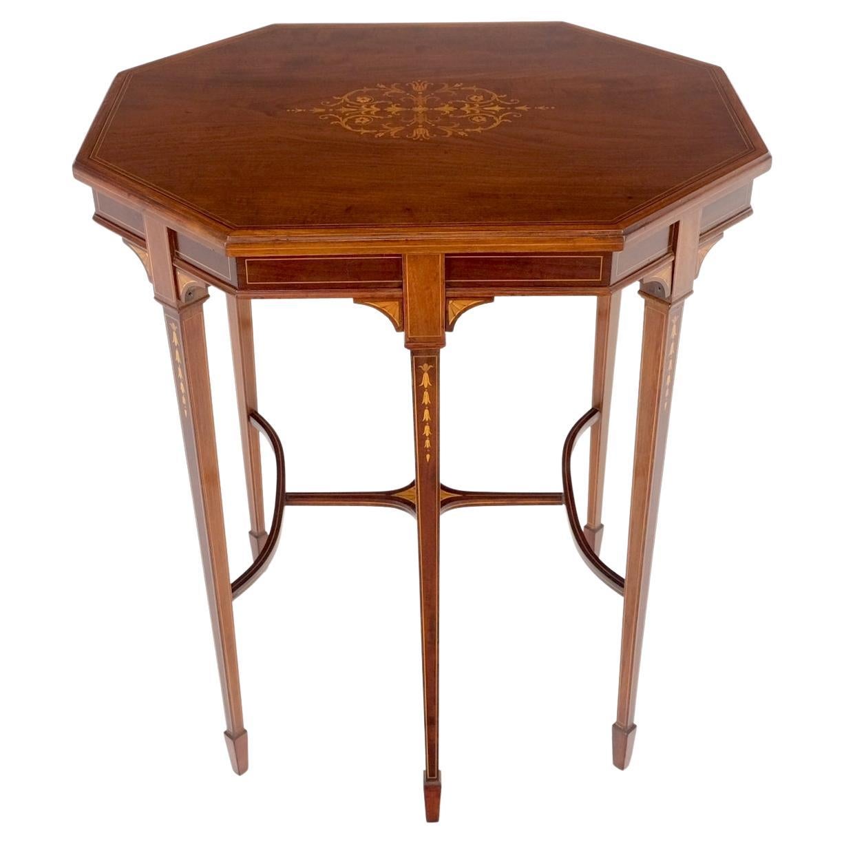 EstablishedLines Very Ornate Delicate Lines Walnut Inlay Stretched Hexagon Lamp Side Table Mint