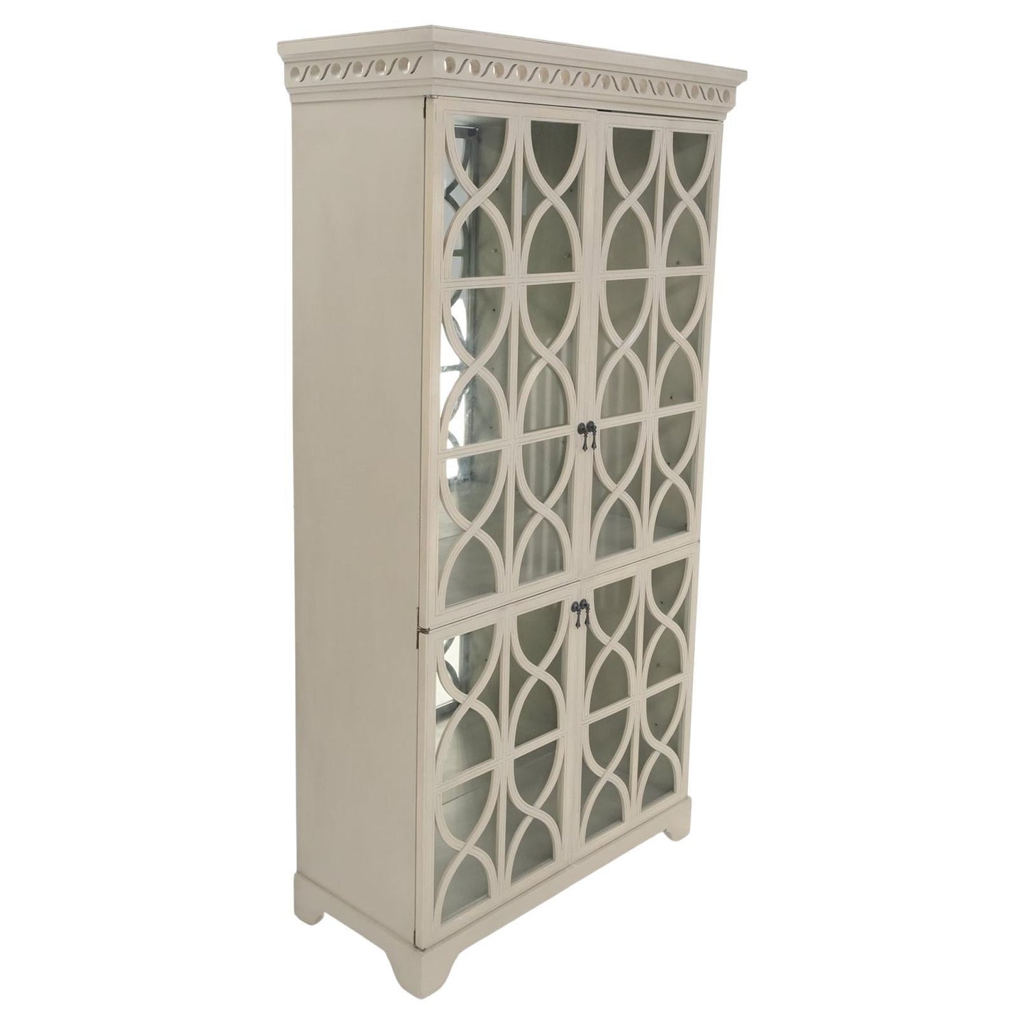 EstablishedLines Large Painted Mirrored Decorative Double Door Cabinet Cupboard Vitrine