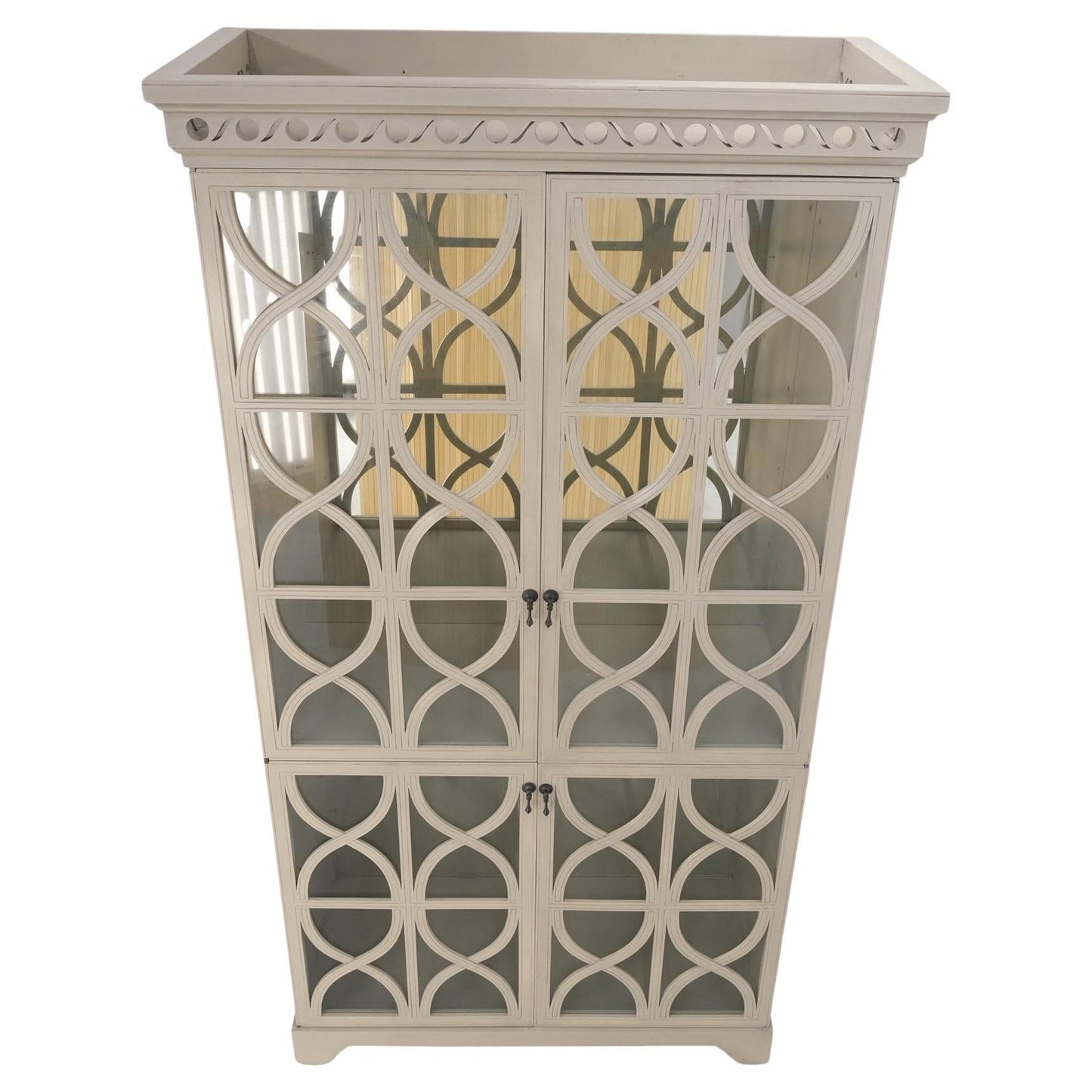 EstablishedLines Large Painted Mirrored Decorative Double Door Cabinet Cupboard Vitrine