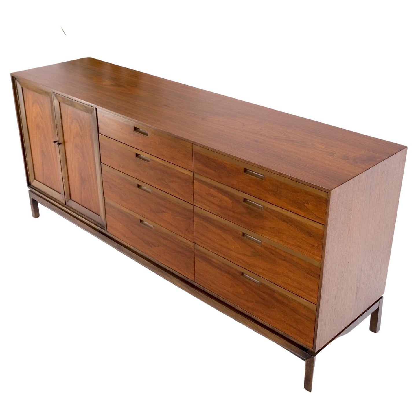 EstablishedLines Mid Century Danish Modern Walnut 11 Drawers Dresser Credenza 2 Doors Compartment