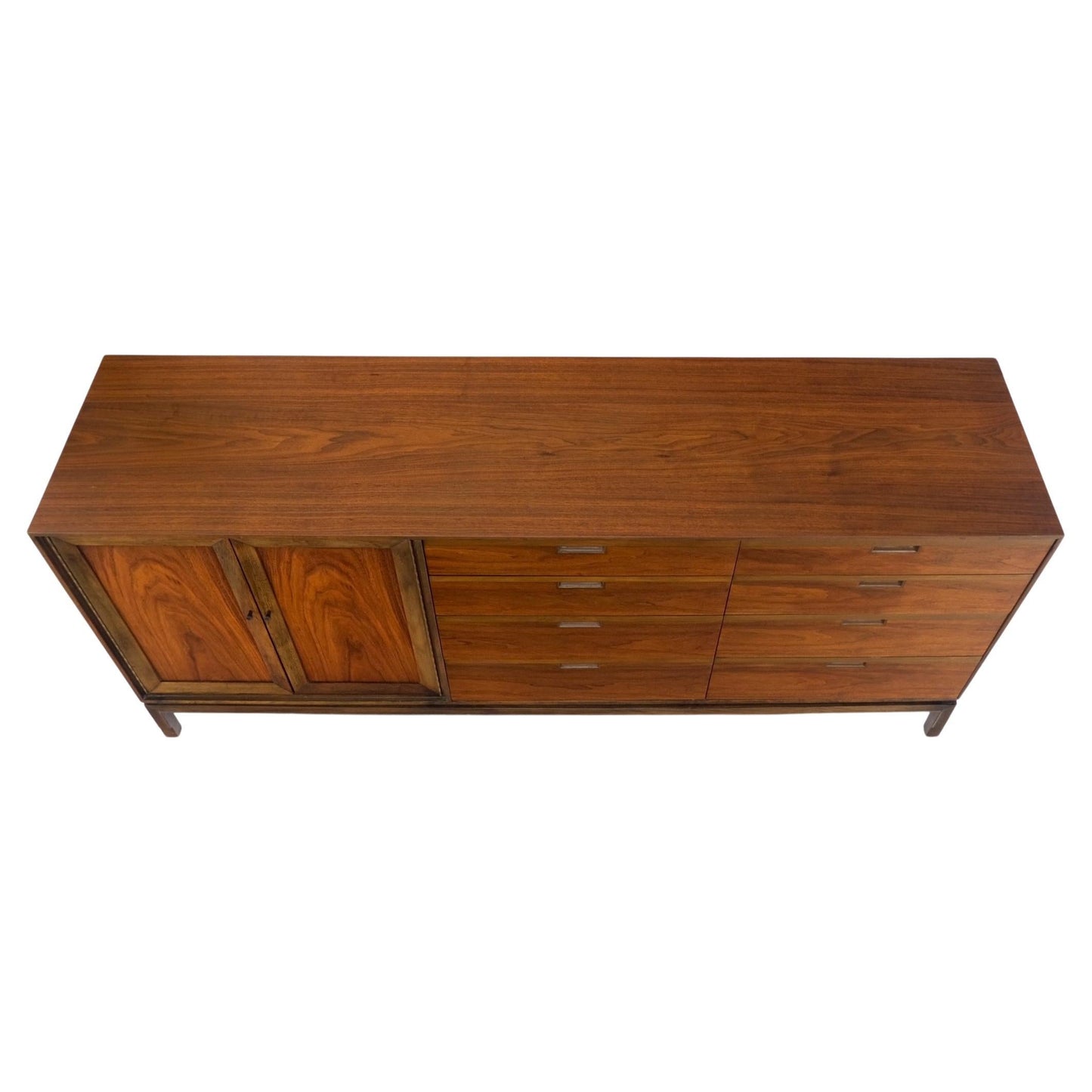 EstablishedLines Mid Century Danish Modern Walnut 11 Drawers Dresser Credenza 2 Doors Compartment