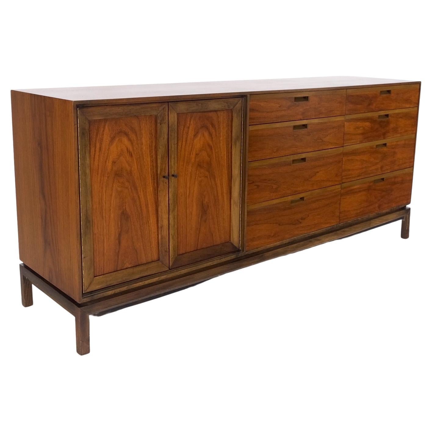 EstablishedLines Mid Century Danish Modern Walnut 11 Drawers Dresser Credenza 2 Doors Compartment