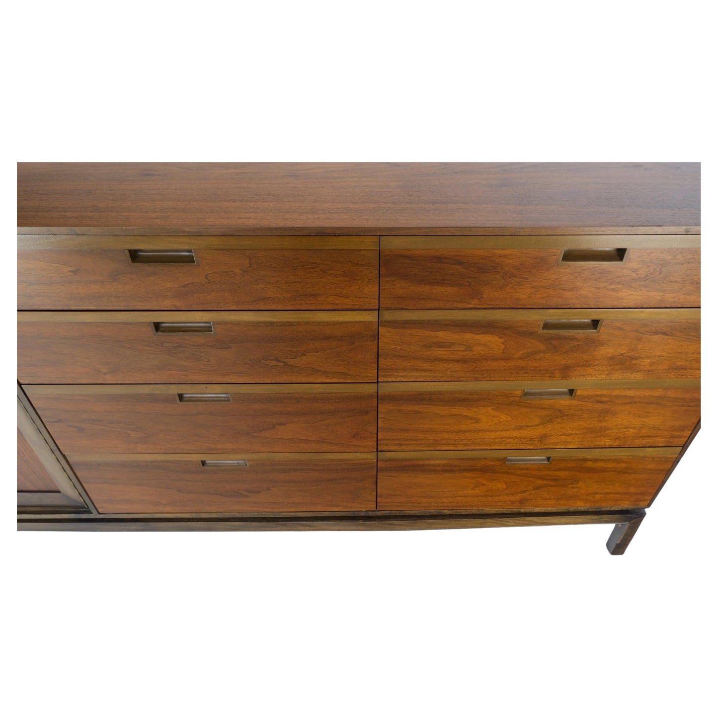 EstablishedLines Mid Century Danish Modern Walnut 11 Drawers Dresser Credenza 2 Doors Compartment