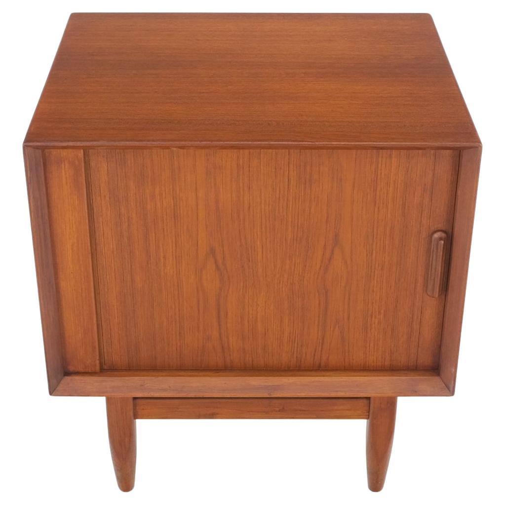 EstablishedLines Danish Mid-Century Modern Teak Side End Table Night Stand Tambour Doors Falster