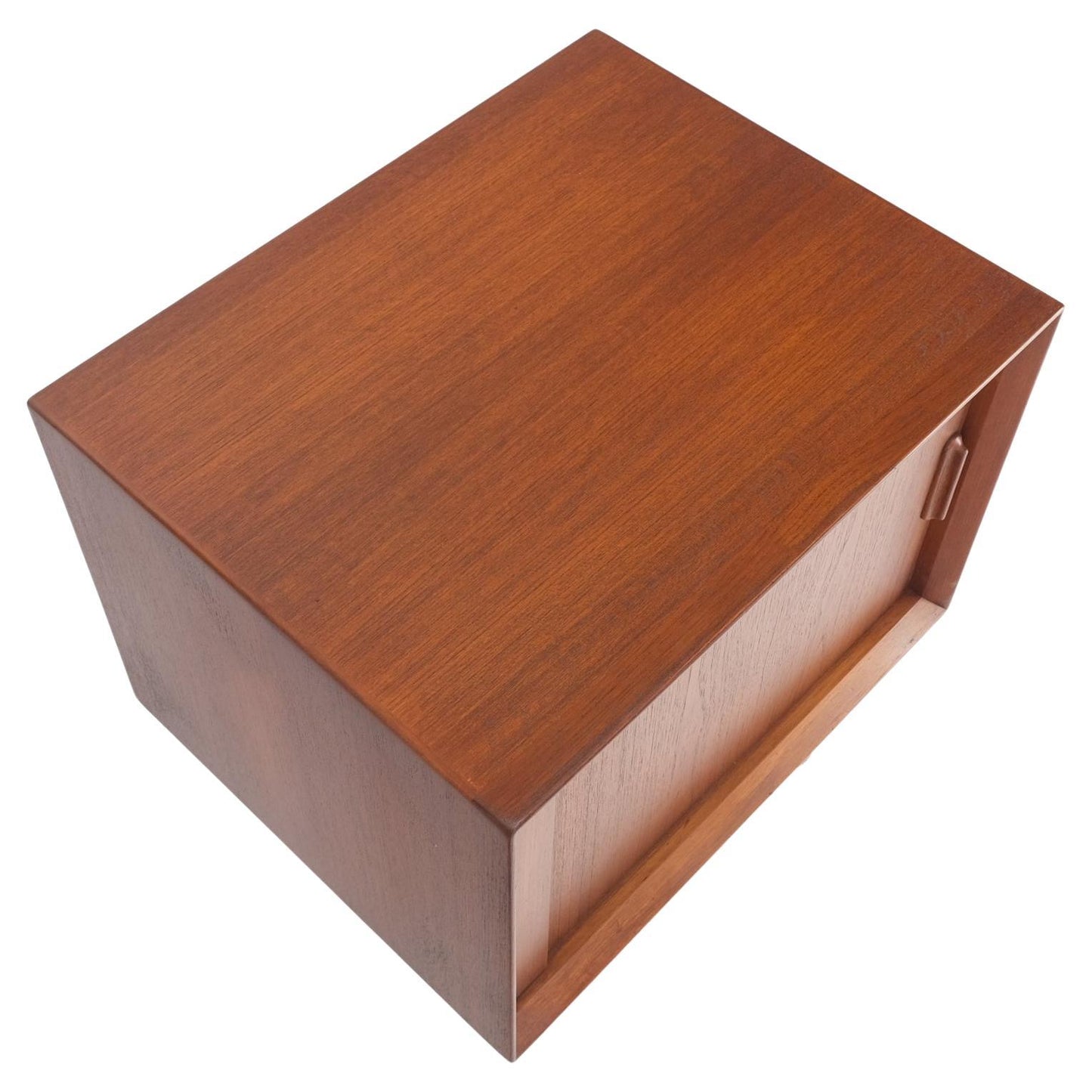 EstablishedLines Danish Mid-Century Modern Teak Side End Table Night Stand Tambour Doors Falster