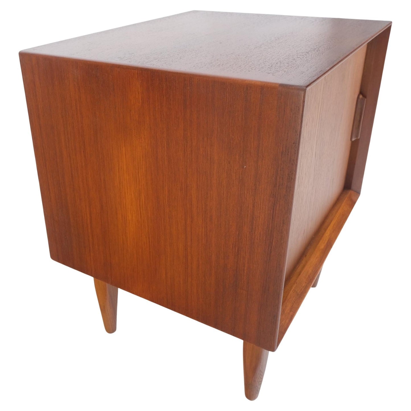EstablishedLines Danish Mid-Century Modern Teak Side End Table Night Stand Tambour Doors Falster