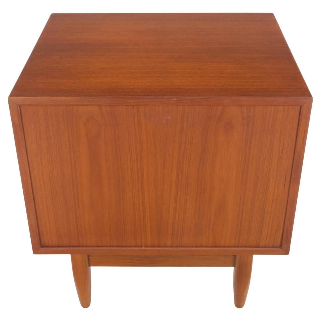 EstablishedLines Danish Mid-Century Modern Teak Side End Table Night Stand Tambour Doors Falster