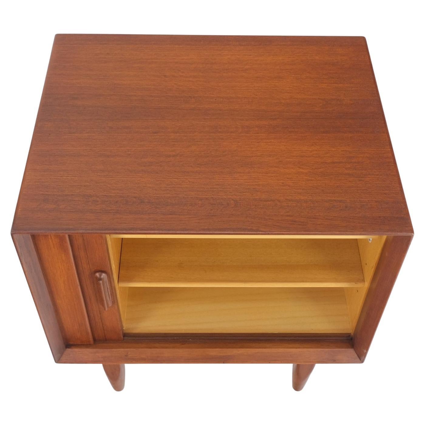 EstablishedLines Danish Mid-Century Modern Teak Side End Table Night Stand Tambour Doors Falster