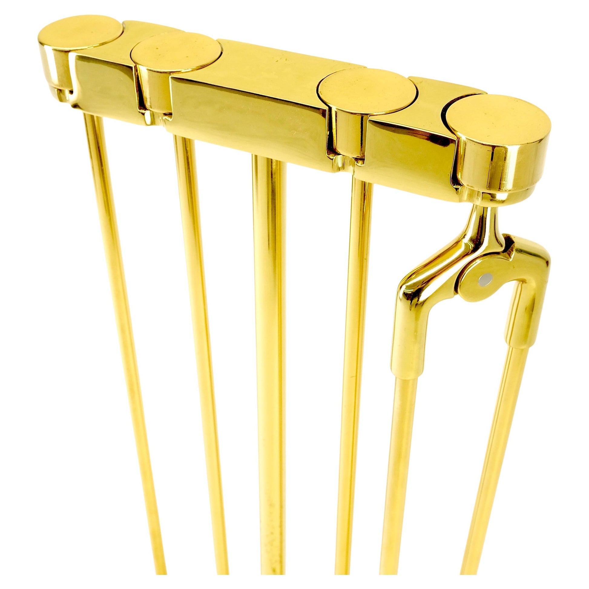 EstablishedLines Set of Quality Mid Century Modern Brass Fireplace Tools