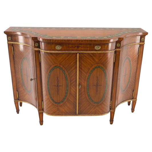 EstablishedLines Adams Style Paint Decorated Sideboard Credenza Two Door Cabinet Satin Wood MINT!