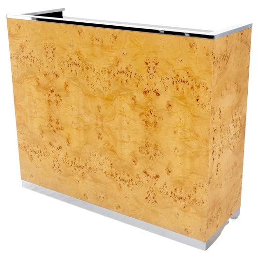 EstablishedLines Milo Baughman Decor Burl Walnut & Chrome Mid-Century Modern Liquor Serving Bar