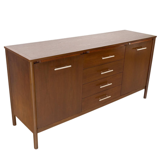 EstablishedLines John Stuart Walnut Mid-Century Modern Long Credenza Dresser Pull Out Shelf Mint!