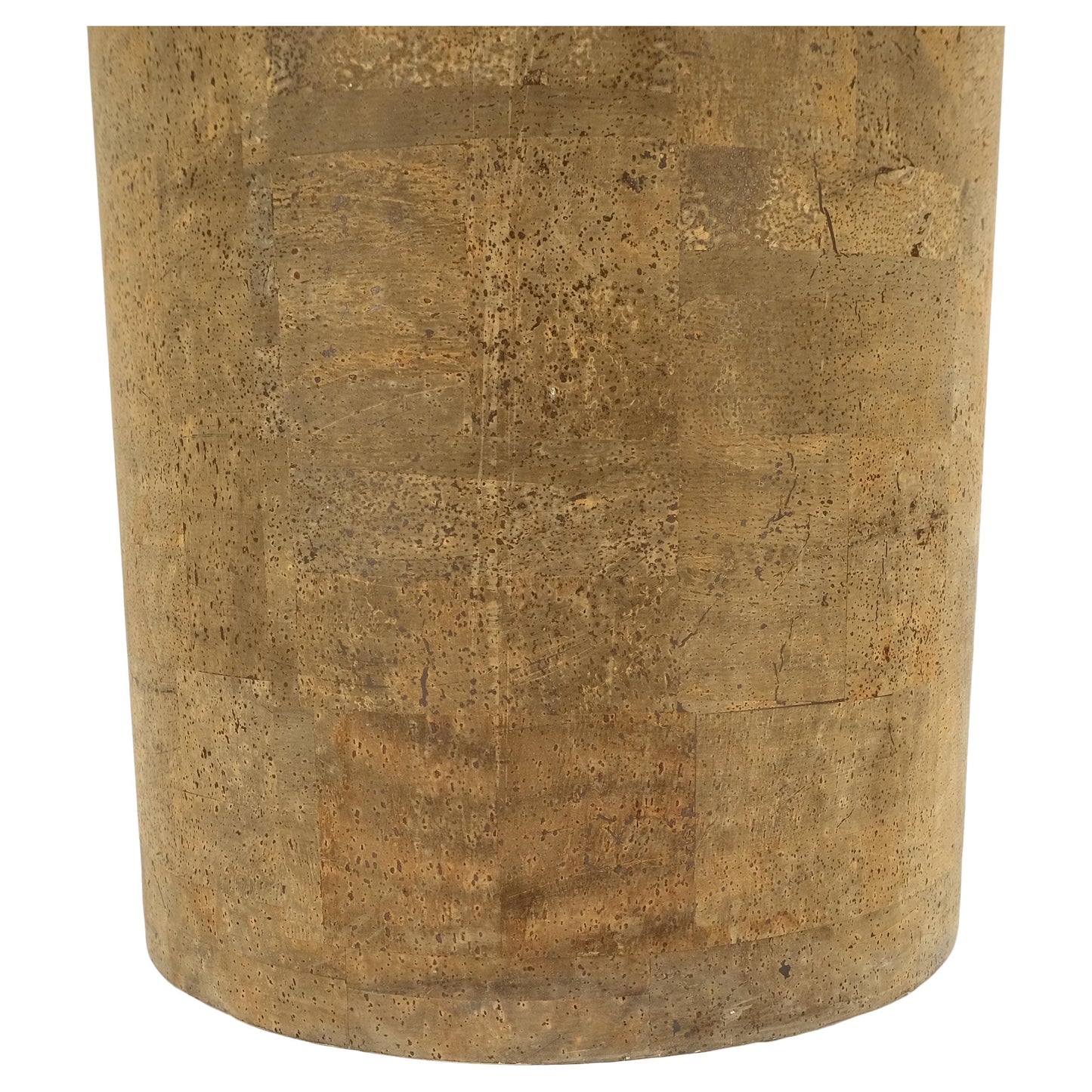 EstablishedLines Mid Century Modern Faux Bamboo 30" Tall Round Cylinder Black Top Pedestal Stand