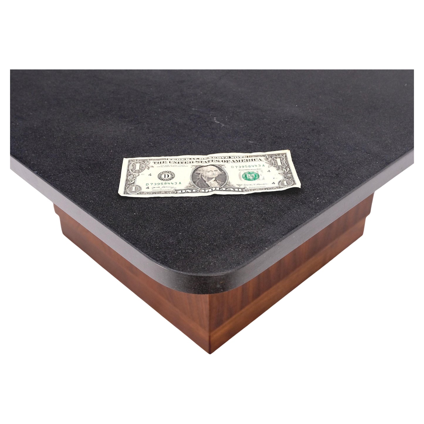 EstablishedLines Cube Shape Oiled Walnut Pedestal Base Square Slate Too Coffee Center Table MINT!