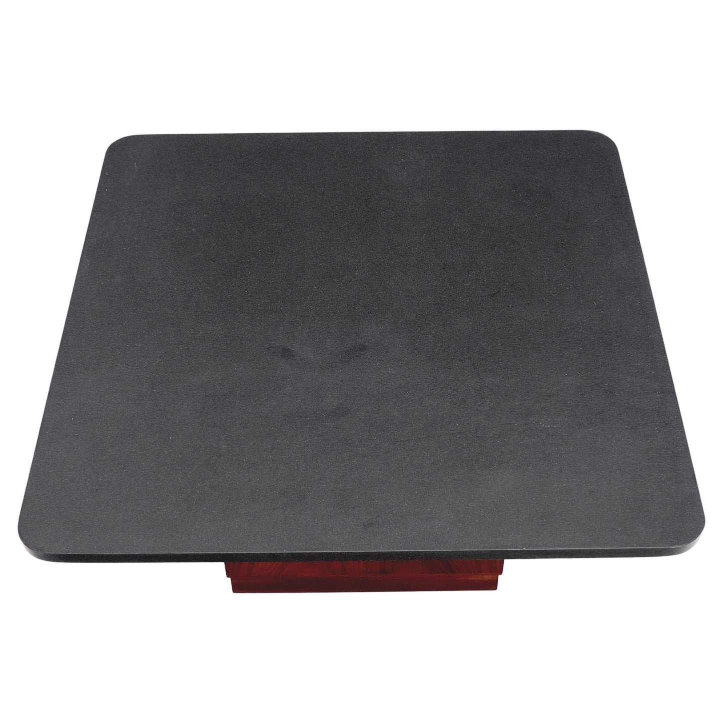 EstablishedLines Cube Shape Oiled Walnut Pedestal Base Square Slate Too Coffee Center Table MINT!