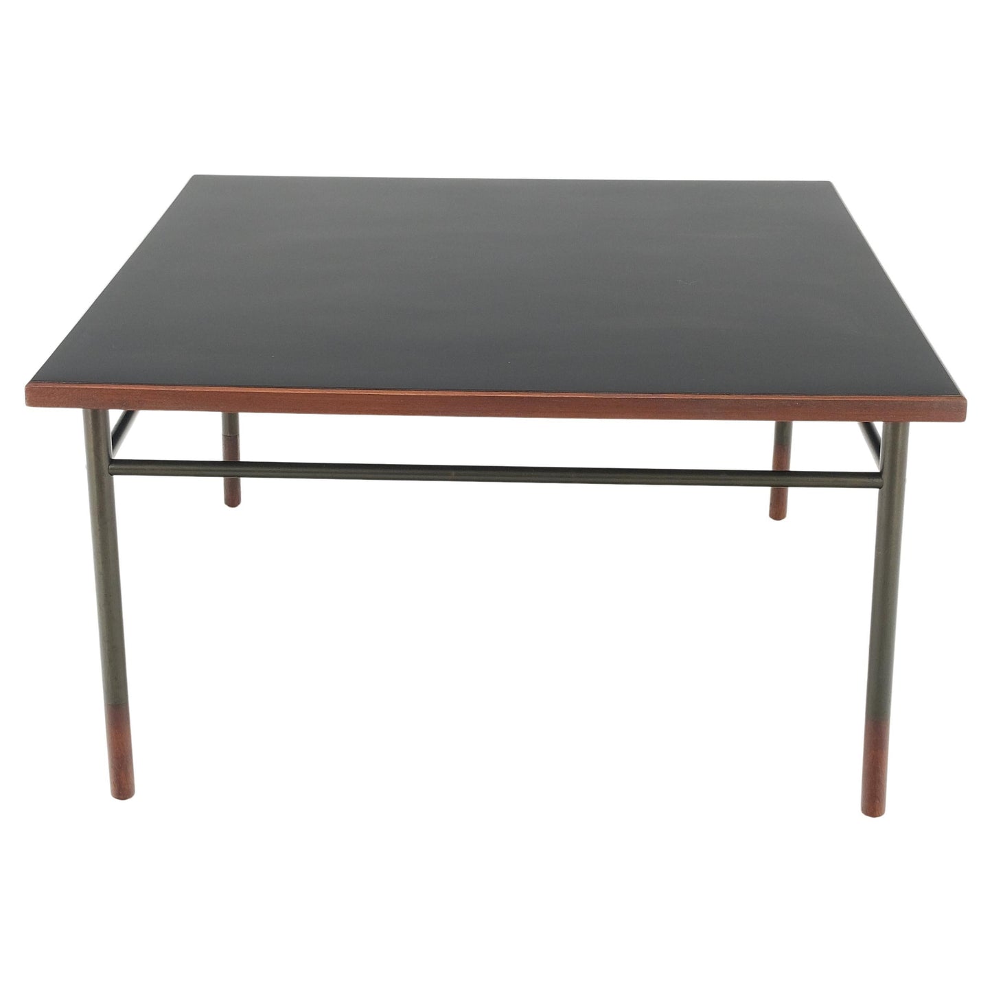 EstablishedLines Danish Mid-Century Modern Square Black Laminate and Teak Top Coffee Table MINT!