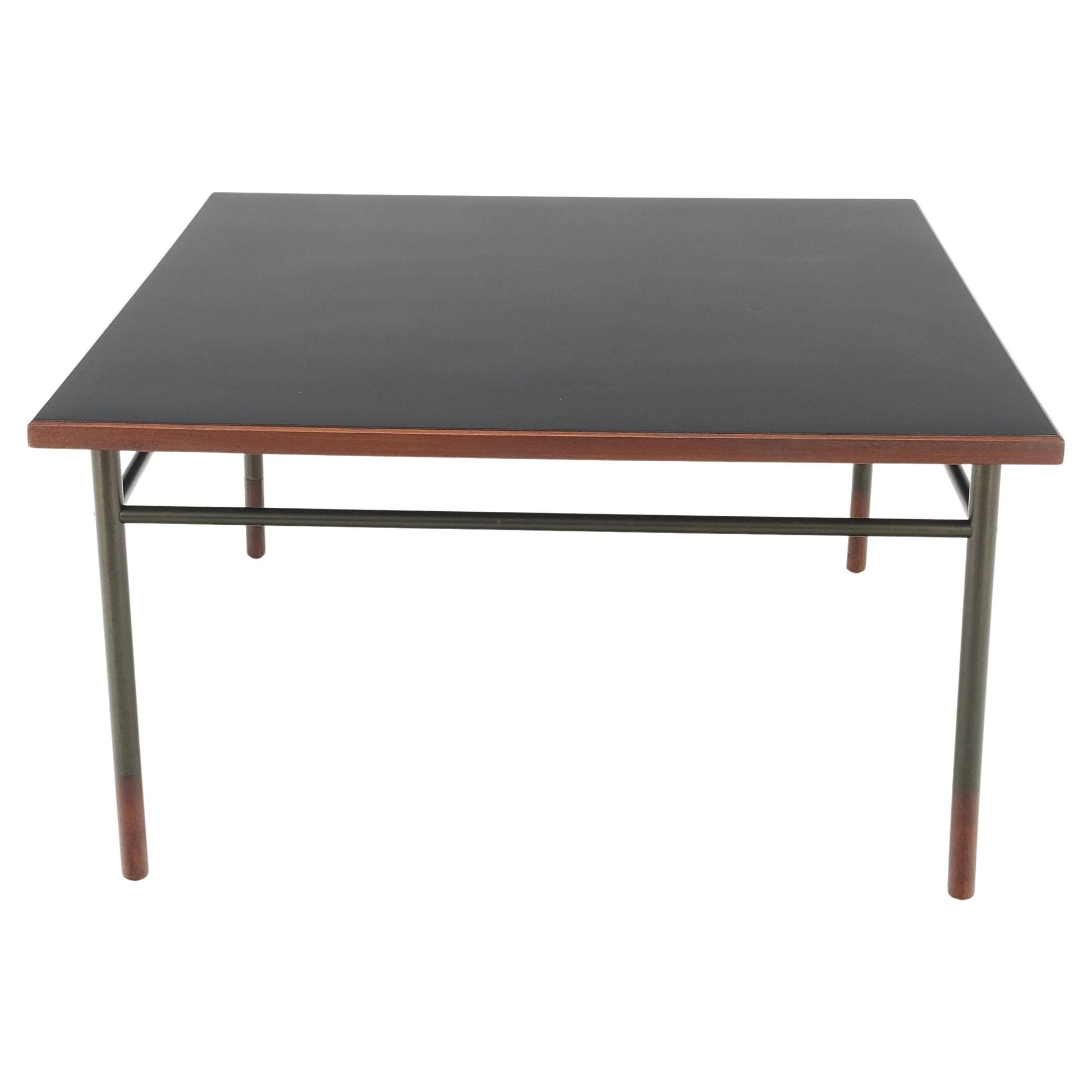 EstablishedLines Danish Mid-Century Modern Square Black Laminate and Teak Top Coffee Table MINT!