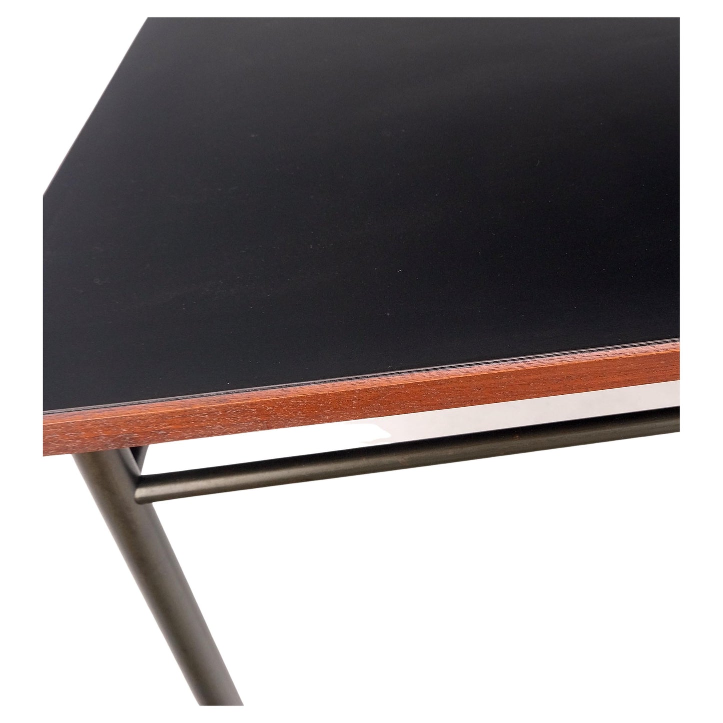 EstablishedLines Danish Mid-Century Modern Square Black Laminate and Teak Top Coffee Table MINT!