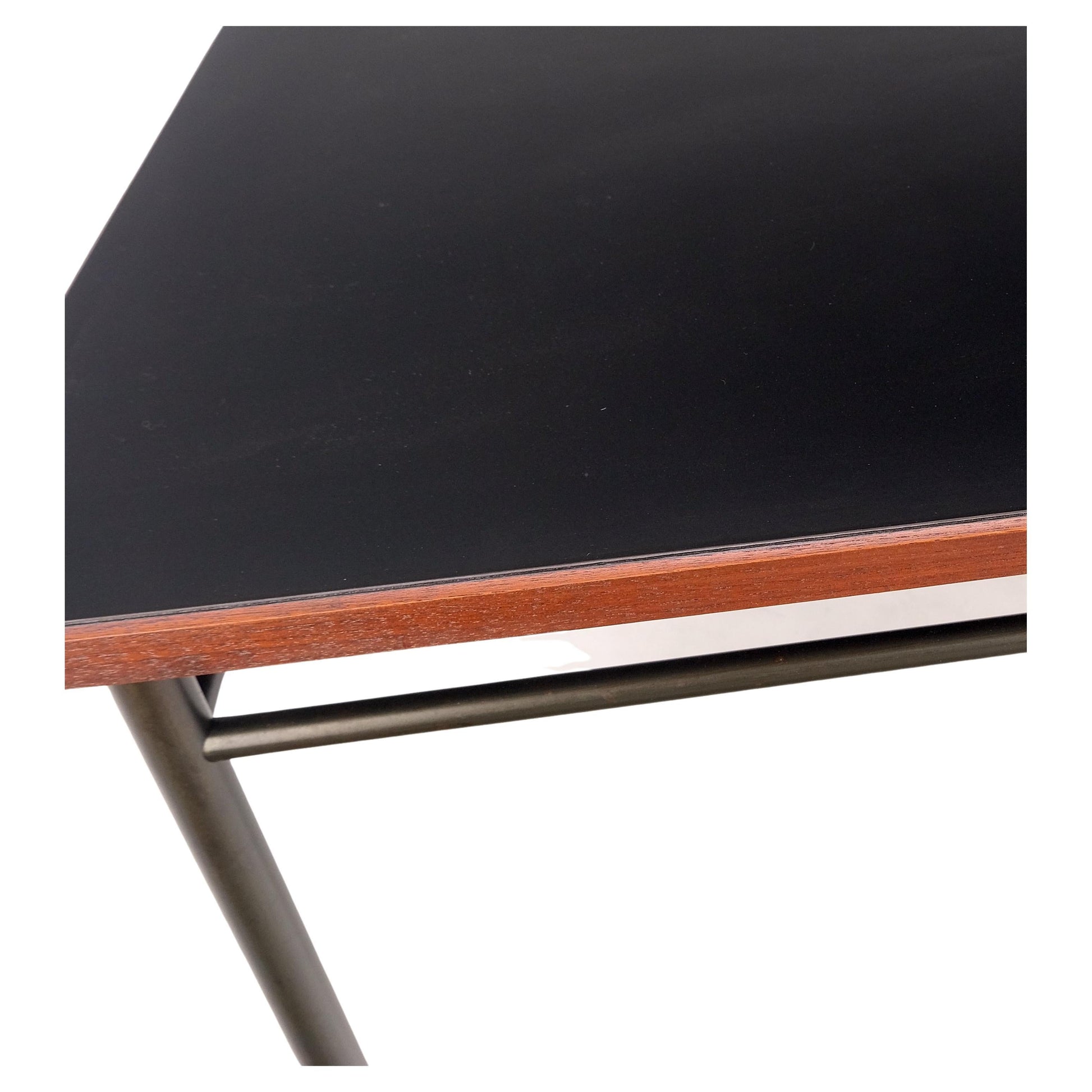 EstablishedLines Danish Mid-Century Modern Square Black Laminate and Teak Top Coffee Table MINT!