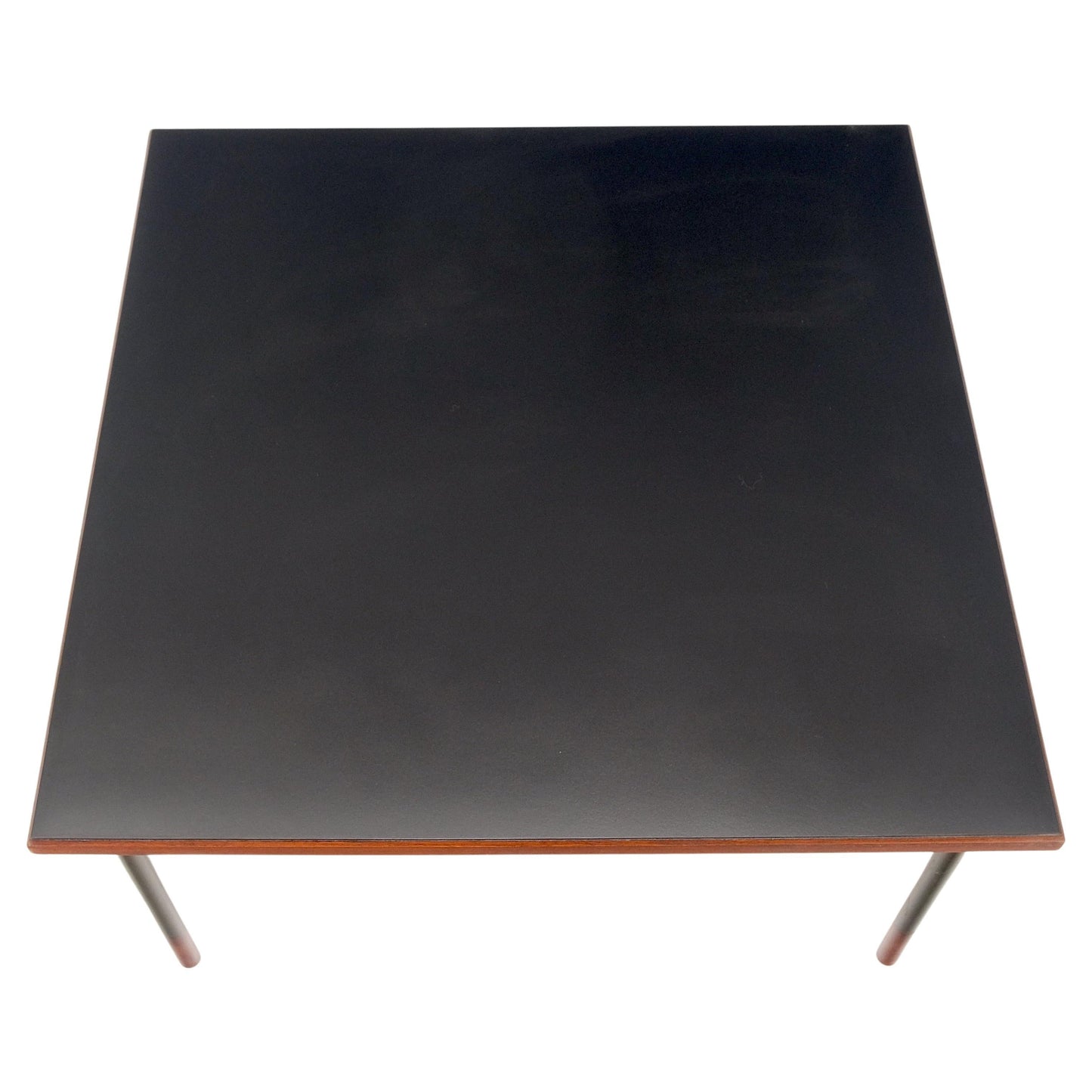 EstablishedLines Danish Mid-Century Modern Square Black Laminate and Teak Top Coffee Table MINT!