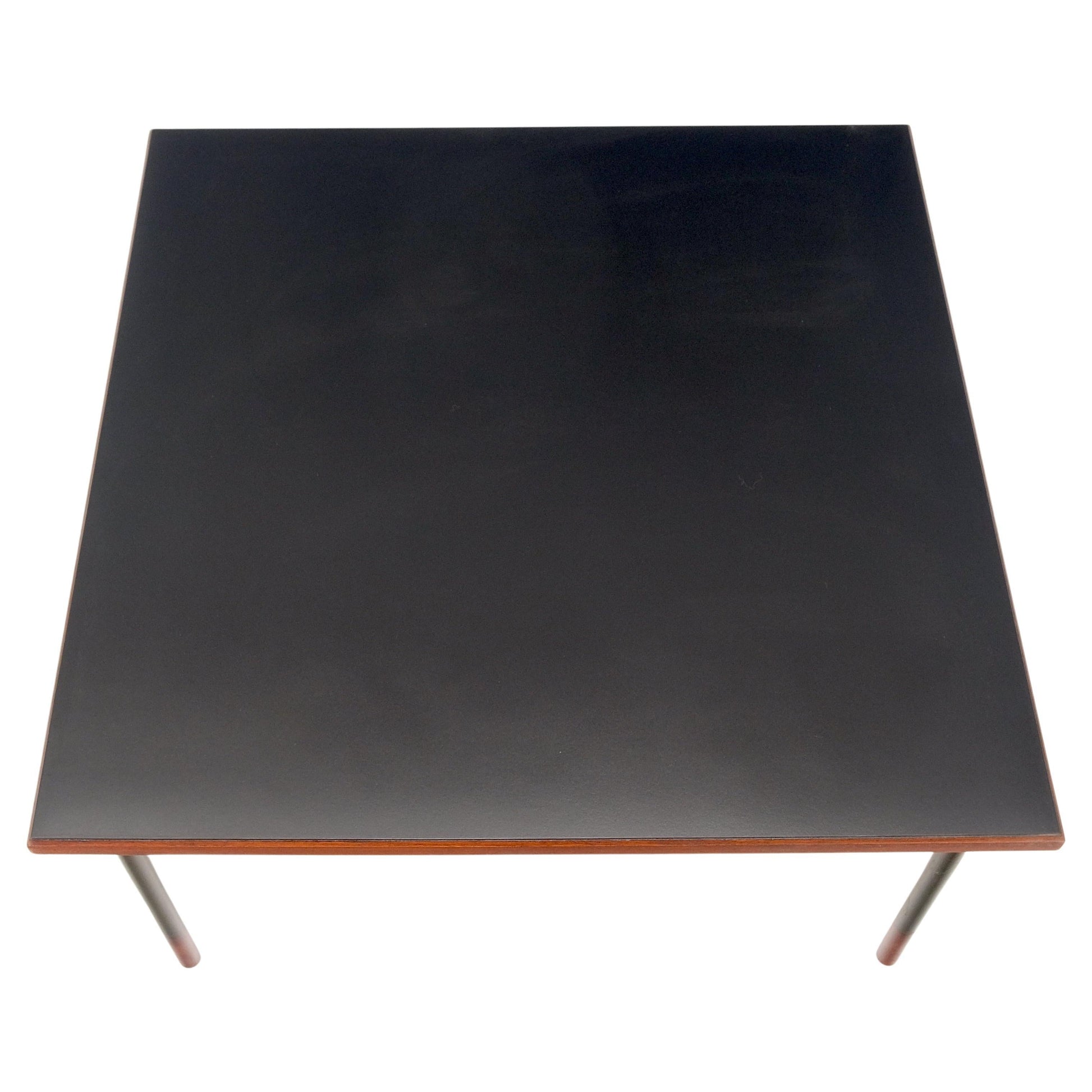 EstablishedLines Danish Mid-Century Modern Square Black Laminate and Teak Top Coffee Table MINT!