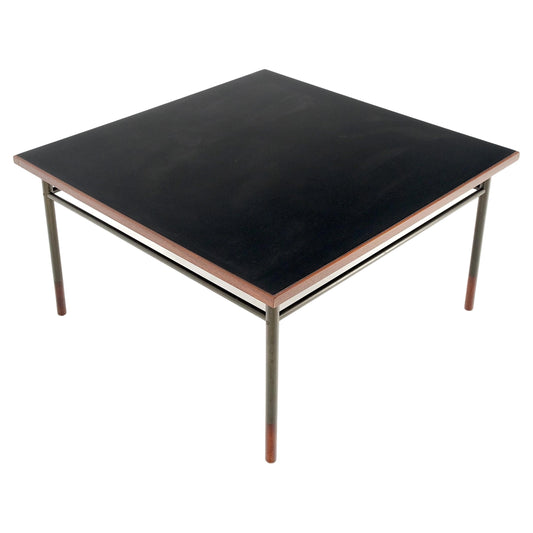 EstablishedLines Danish Mid-Century Modern Square Black Laminate and Teak Top Coffee Table MINT!
