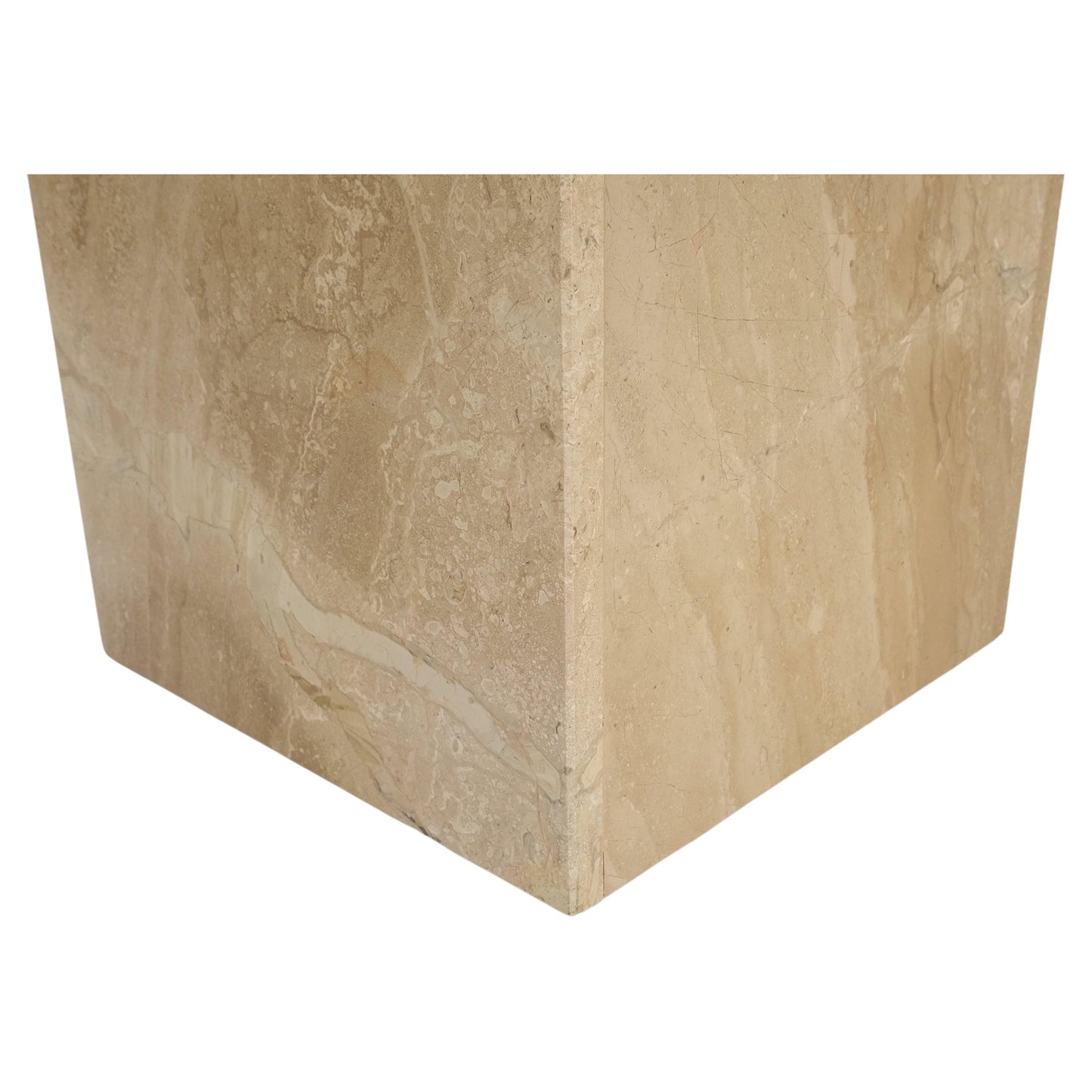 EstablishedLines Large 40" Square Single Pedestal Cut Corners Italian Mid Century Coffee Table