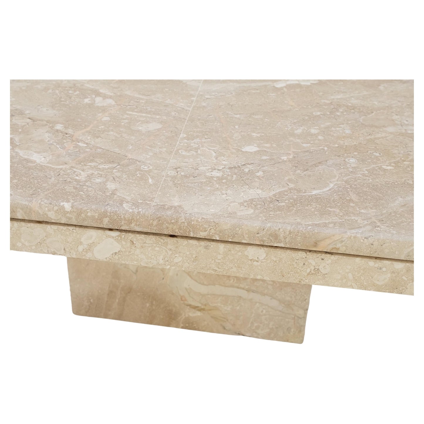 EstablishedLines Large 40" Square Single Pedestal Cut Corners Italian Mid Century Coffee Table