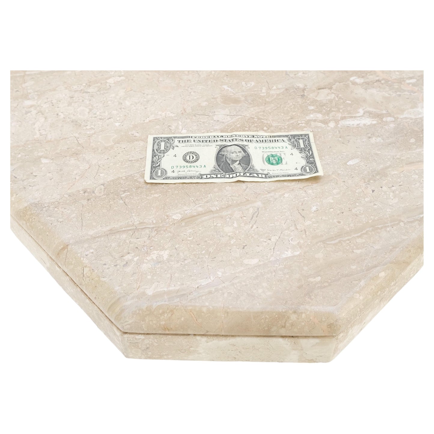 EstablishedLines Large 40" Square Single Pedestal Cut Corners Italian Mid Century Coffee Table