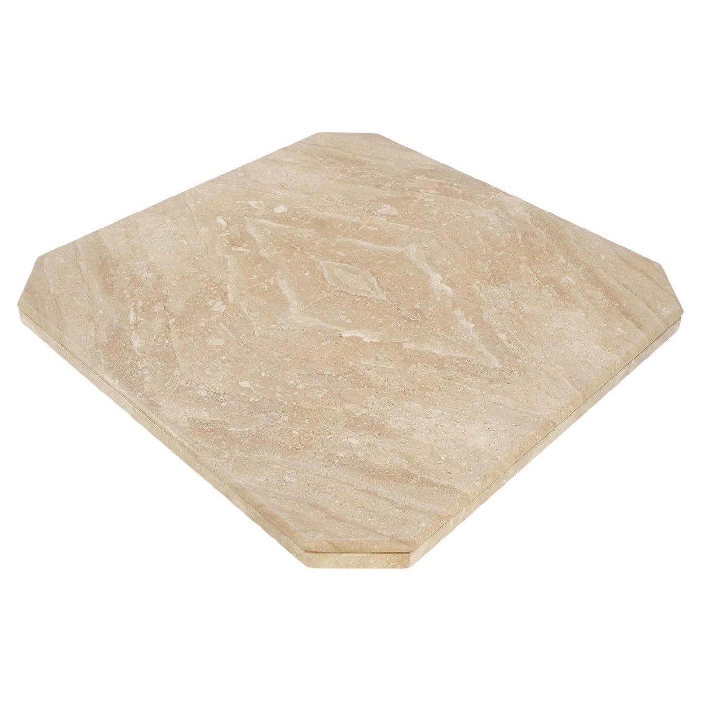 EstablishedLines Large 40" Square Single Pedestal Cut Corners Italian Mid Century Coffee Table