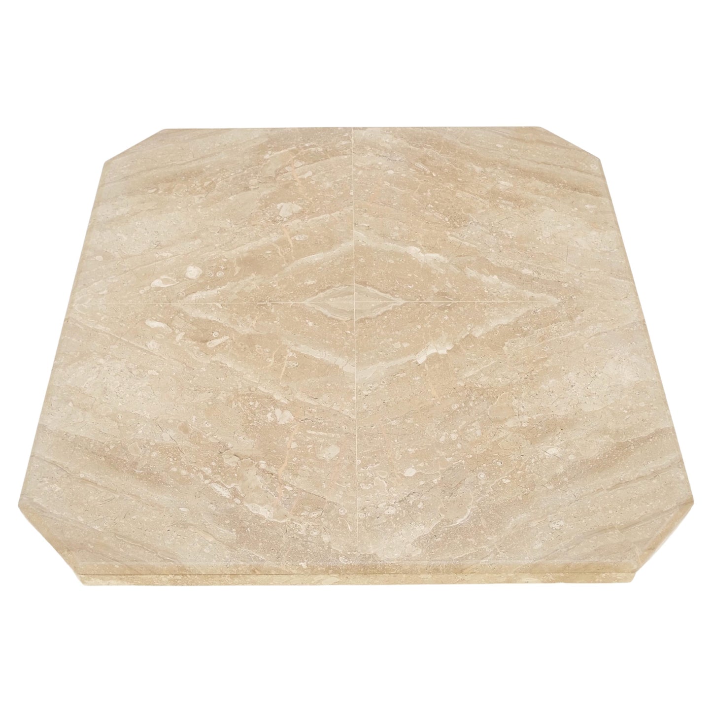 EstablishedLines Large 40" Square Single Pedestal Cut Corners Italian Mid Century Coffee Table