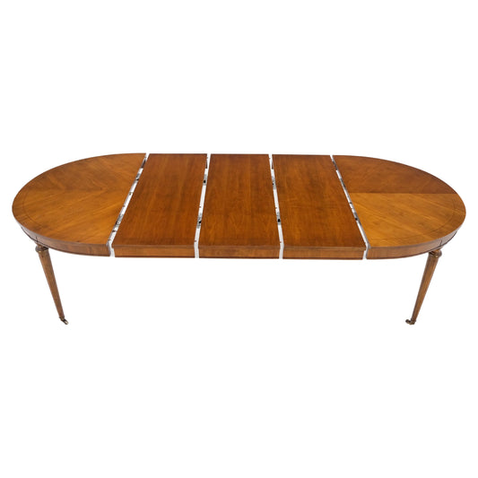 EstablishedLines American Mid-Century Oval Satinwood DiningTable 3 Leaves Fluted Tapered Leg Mint