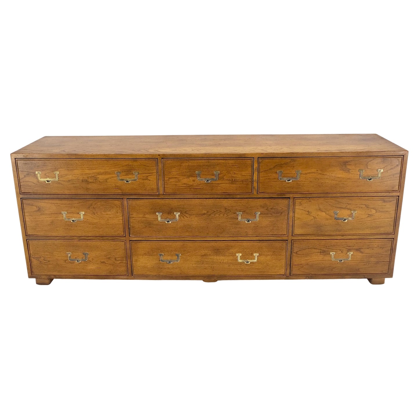 EstablishedLines Henredon Campaign Style 9 Drawers Brass Drop Pulls Long Dresser Credenza Mint!