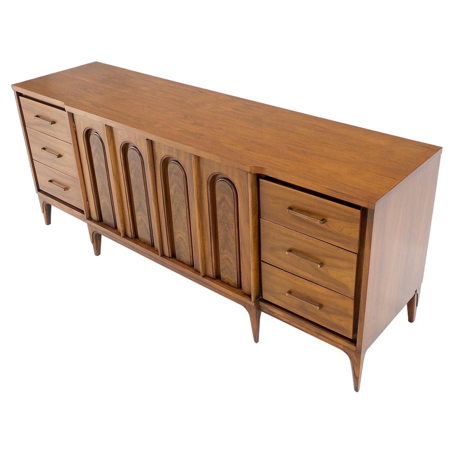 EstablishedLines American Walnut Mid-Century Modern Double Doors 9 Drawers Dresser Credenza MINT!