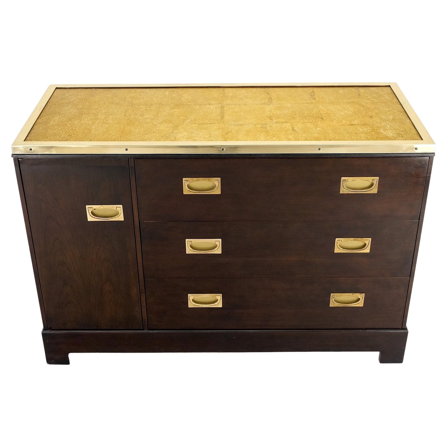 EstablishedLines Campaign Style 6 Drawers Brass Drop Pulls Mid-Century Modern Bachelor Chest Mint