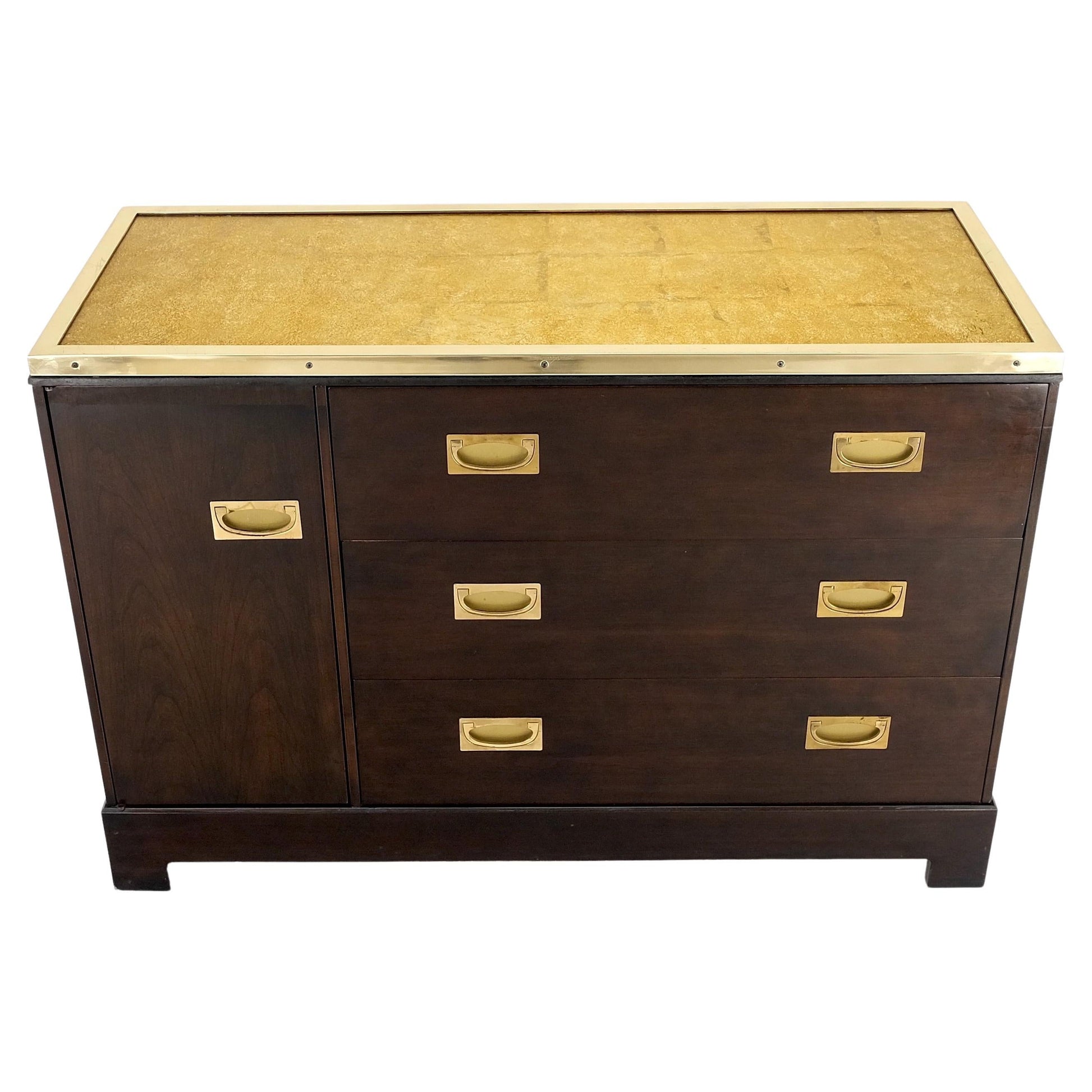 EstablishedLines Campaign Style 6 Drawers Brass Drop Pulls Mid-Century Modern Bachelor Chest Mint