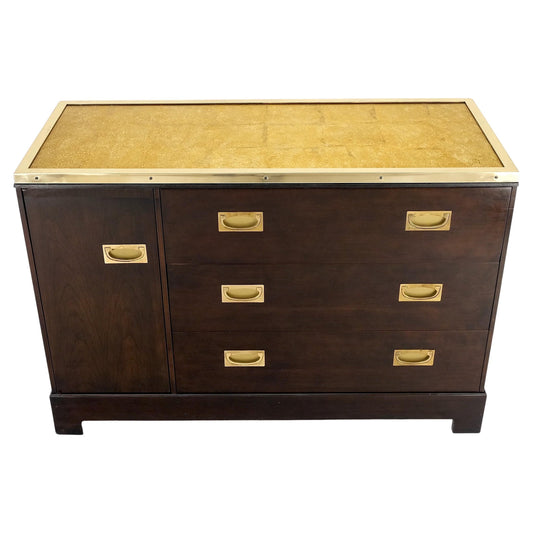 EstablishedLines Campaign Style 6 Drawers Brass Drop Pulls Mid-Century Modern Bachelor Chest Mint