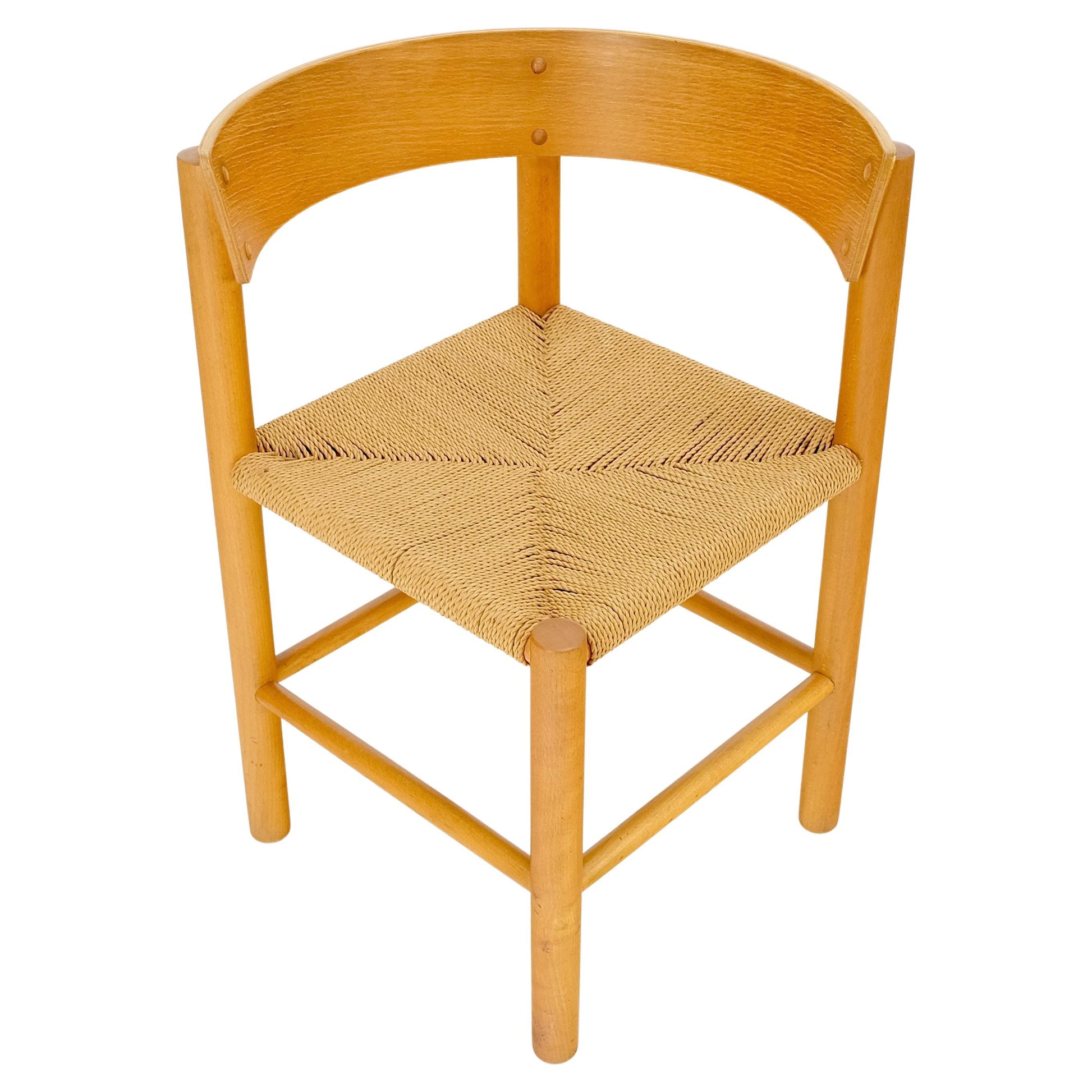 EstablishedLines Danish Mid-Century Modern Fritz Hansen Rush Seat Bent Wood Corner Chair MINT!