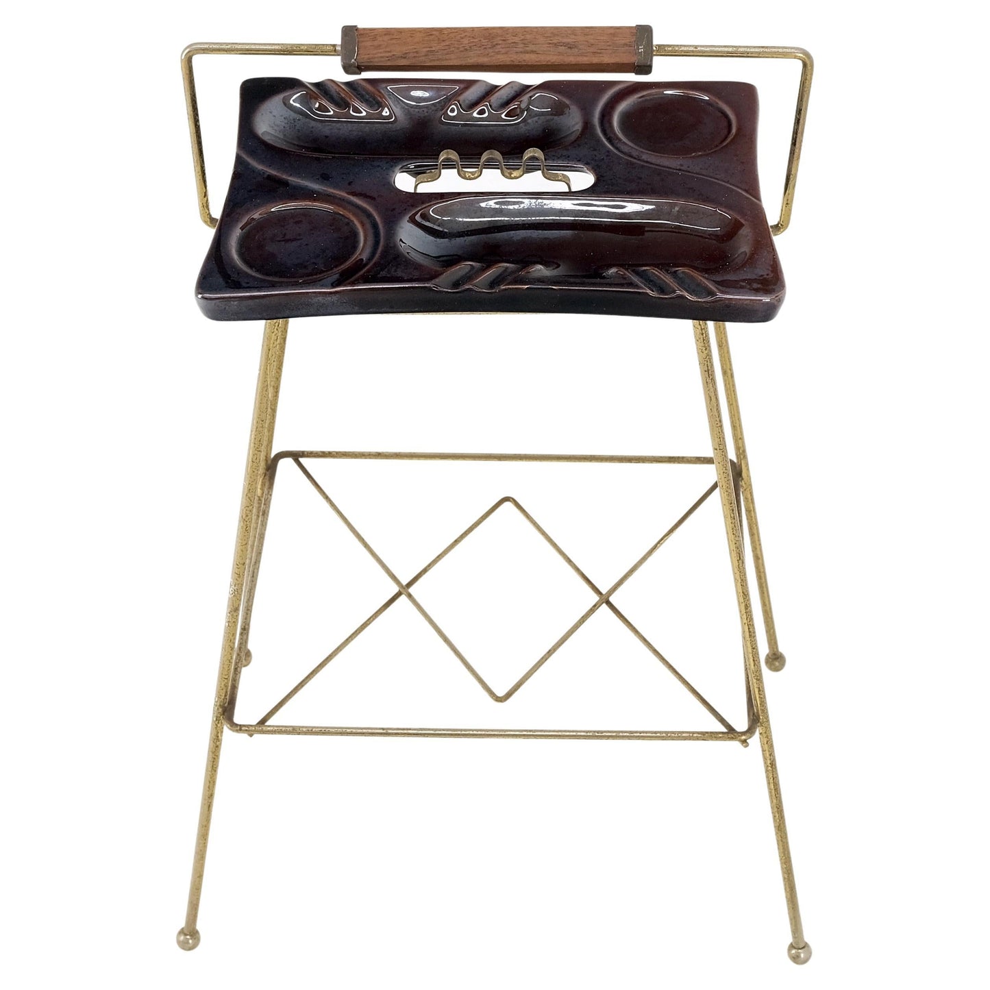 EstablishedLines 1950's Tony Paul Style Wire Base Porcelain Pottery Ash Tray MINT!