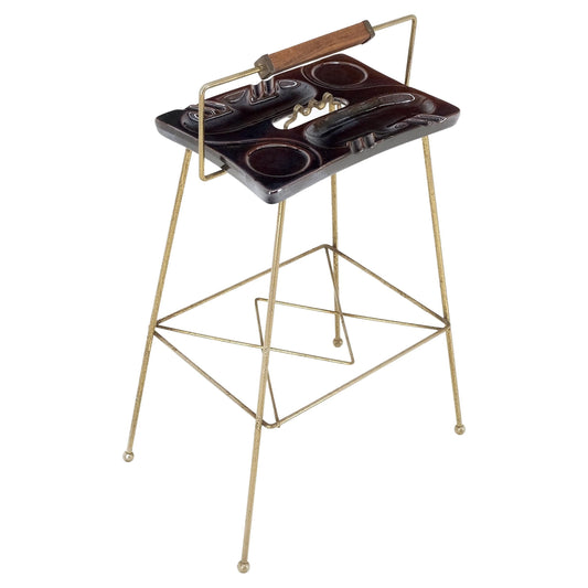 EstablishedLines 1950's Tony Paul Style Wire Base Porcelain Pottery Ash Tray MINT!