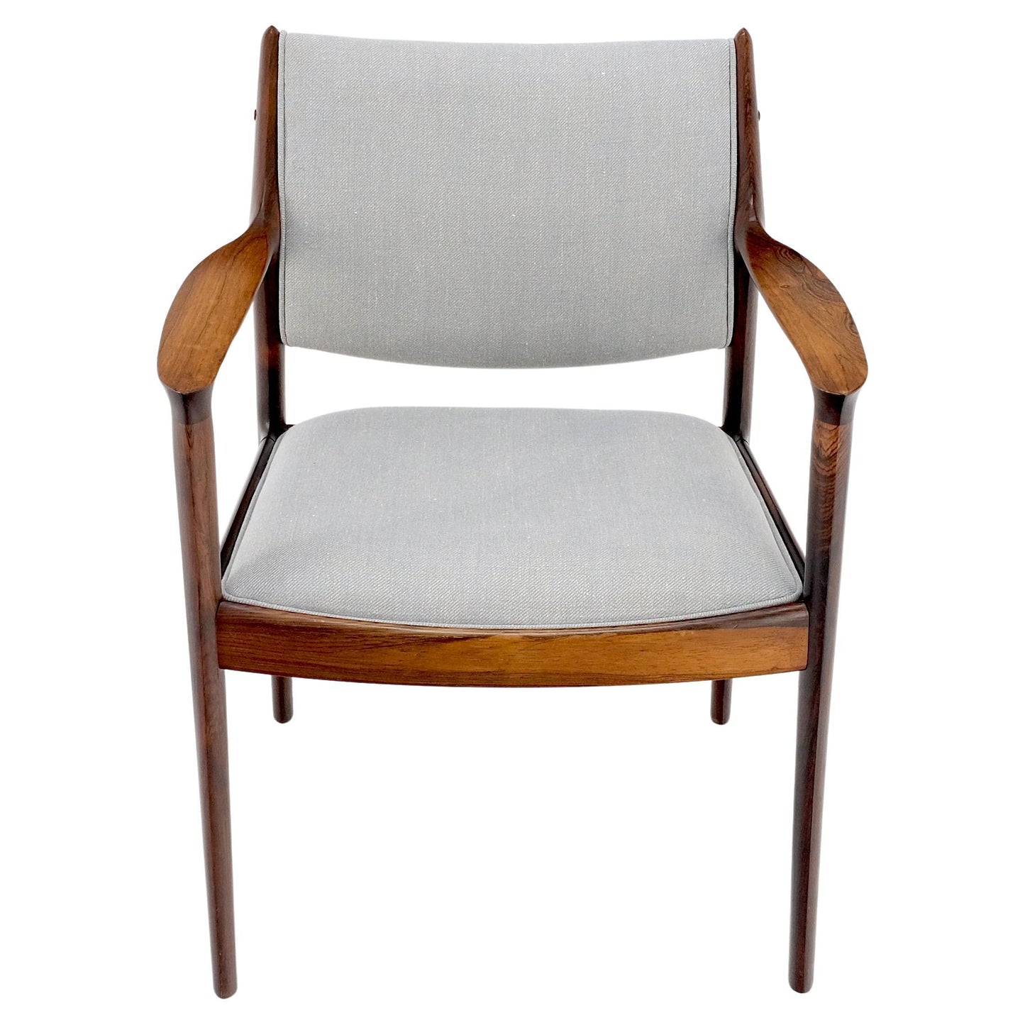 EstablishedLines Finn Juhl Attributed Heavy Solid Rosewood Arm Desk Chair New Upholstery Mint!