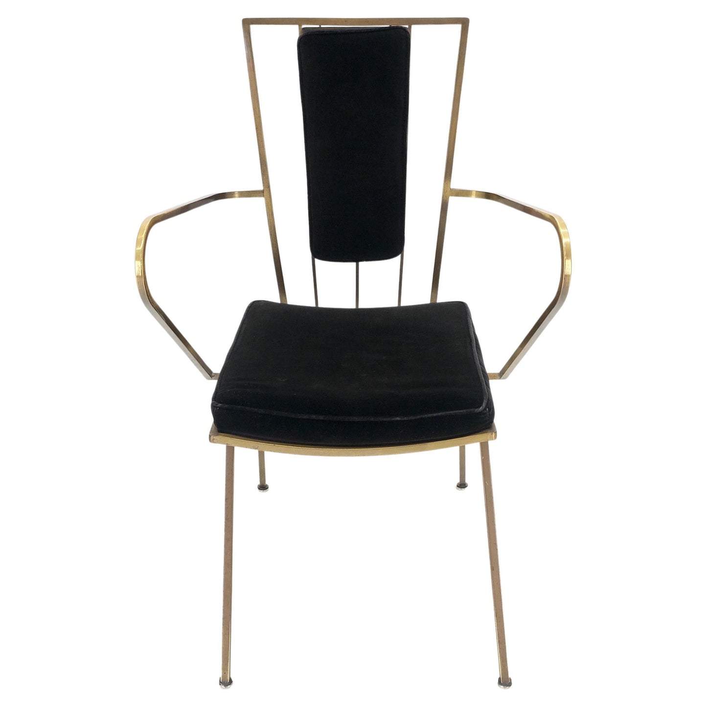 EstablishedLines Bent Square Solid Brass Bar Dining Armvhair Armchair French Art Deco MCM MINT