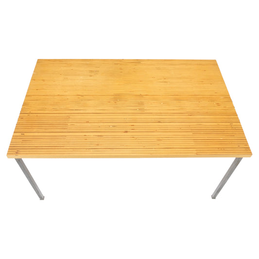 EstablishedLines Strips of Wood Glued Together Unique Pattern Table Top Industrial Base Desk Mint