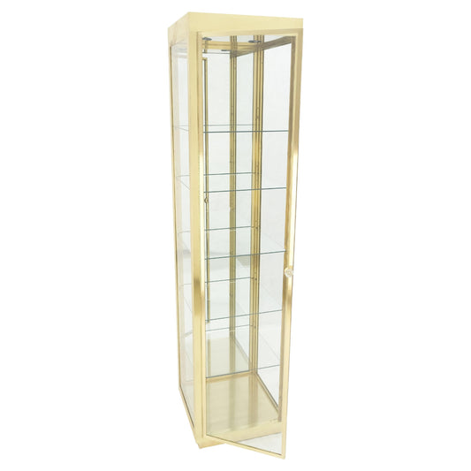 EstablishedLines 20" Sqaure Solid Brass Case 7' Tall Glass Shelve Display Cabinet Vitrine MINT!