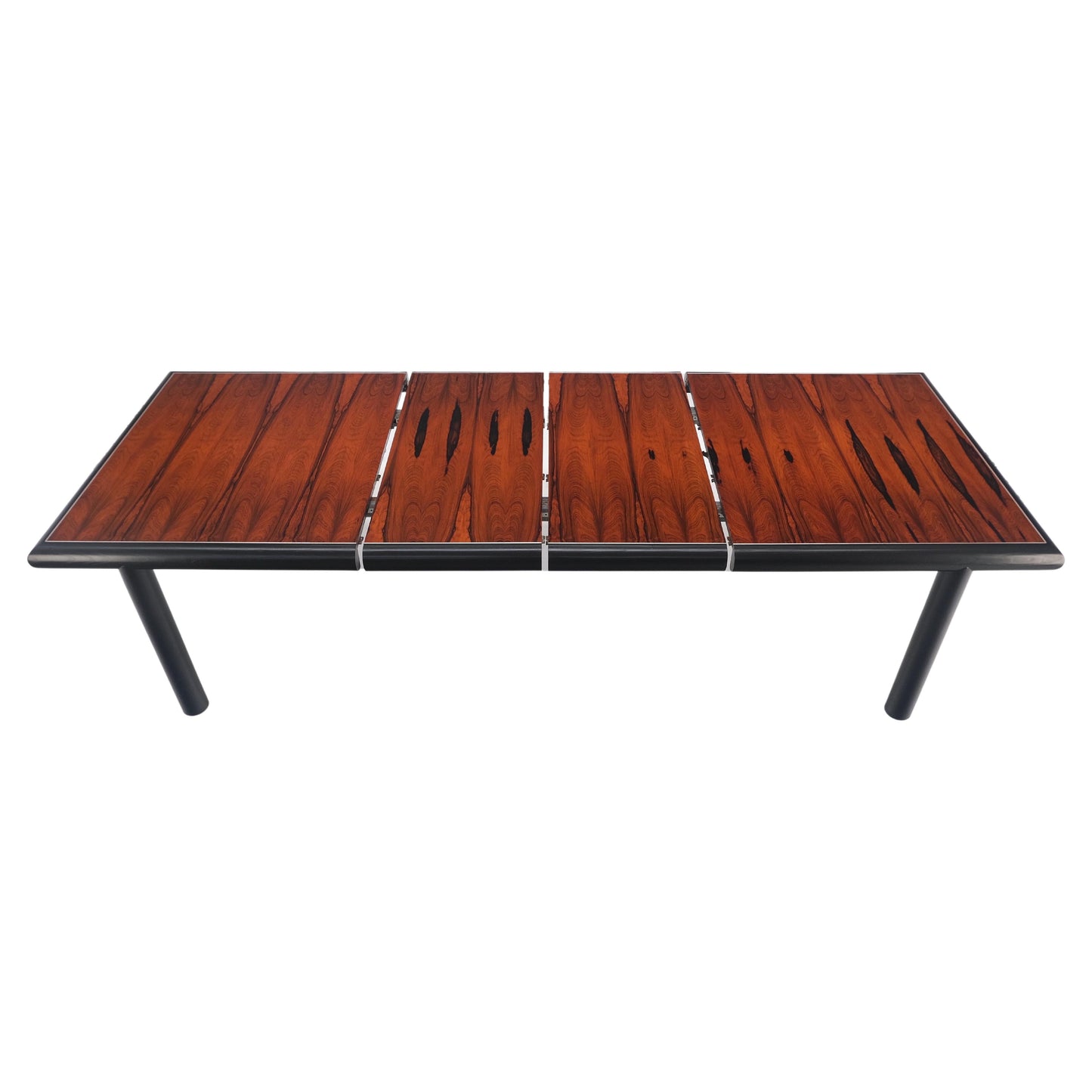 EstablishedLines Rosewood Top Black Lacquer Base Massive Cylinder Shape Legs Dining Table MINT!