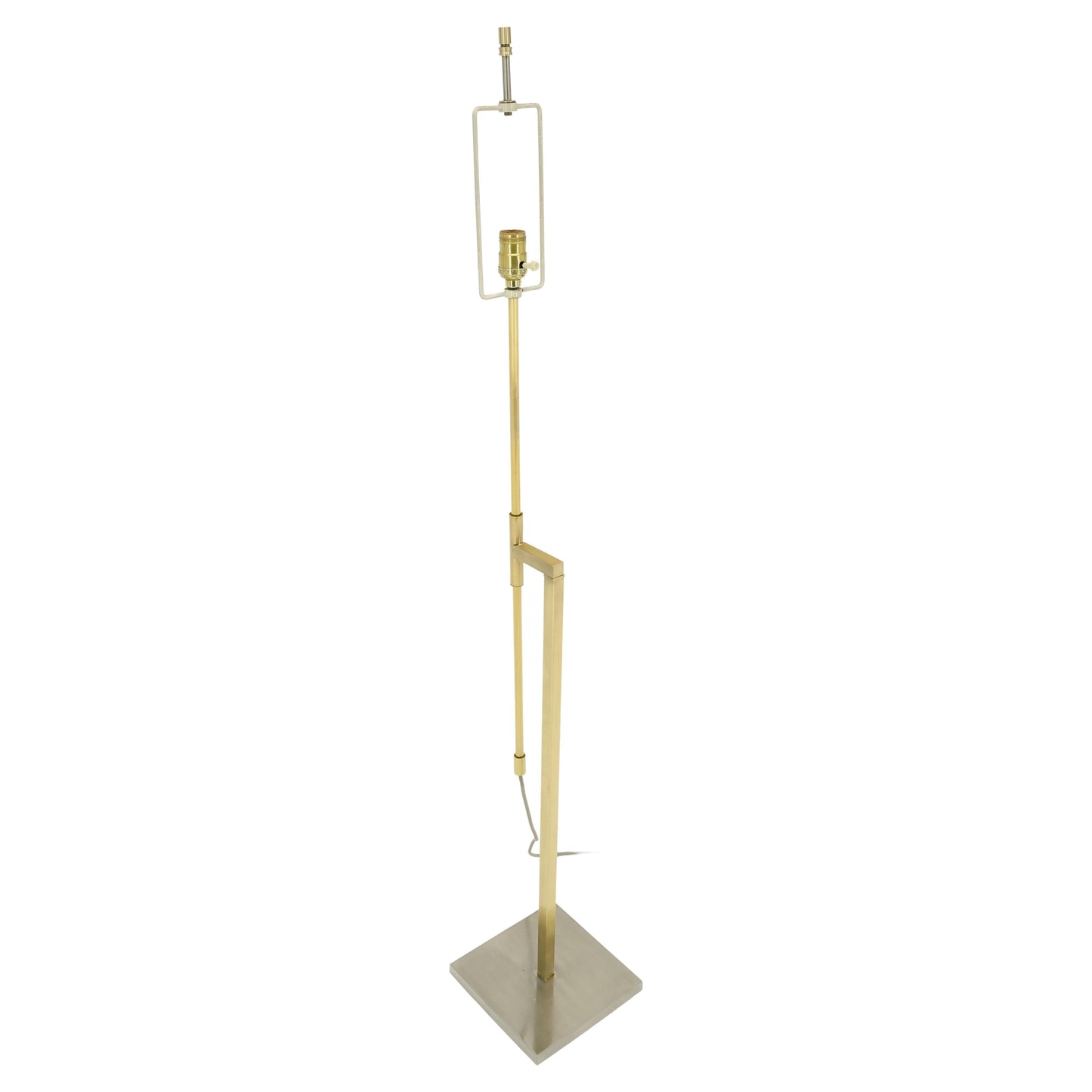 EstablishedLines Solid Brass Chrome Rectangle Base Adjustable Mid Century Modern Floor Lamp Mint!