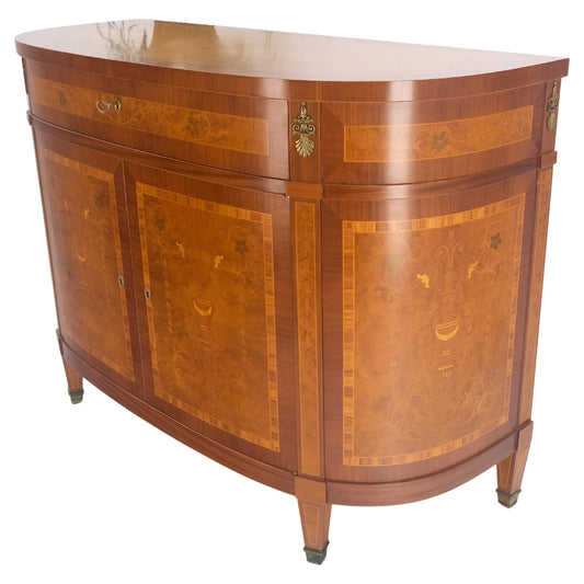 EstablishedLines Bow Front Banded Top Inlayed Double Door One Drawer Sideboard Buffet Server MINT