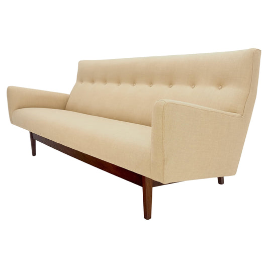 EstablishedLines Jens Risom NEW Beige Linen Upholstery Oiled Walnut Frame c1960s Sofa Couch MINT!
