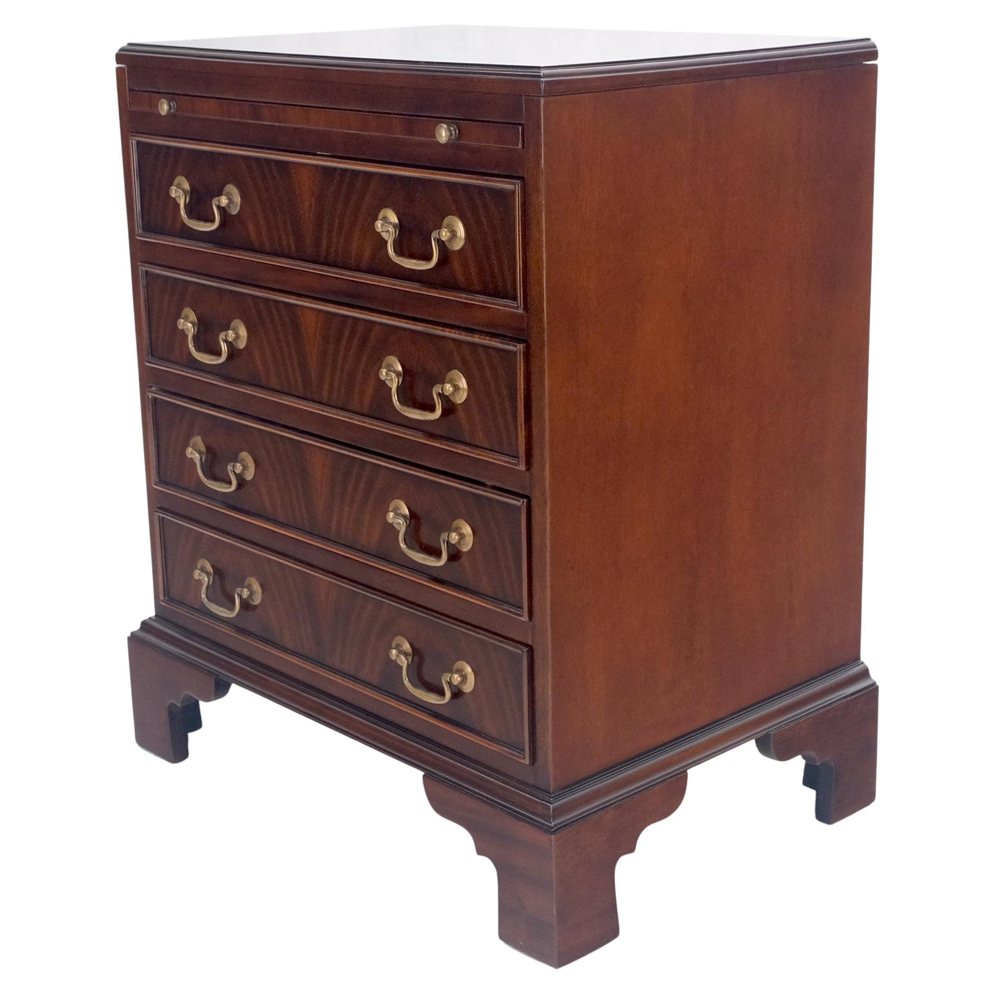 EstablishedLines Pull Out Tray 4 Drawers Flame Mahogany Brass Pull Compact Bachelor Chest Dresser